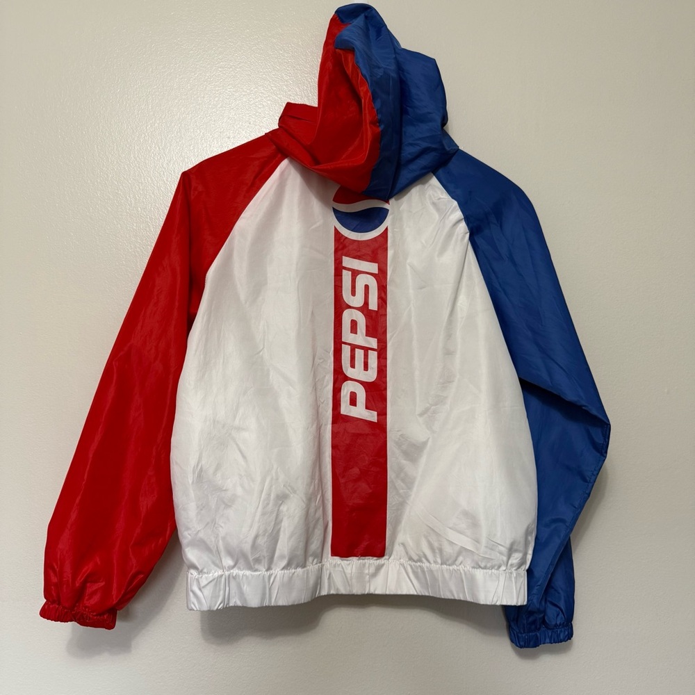 Pepsi Cola Windbreaker Hooded Track Jacket Unisex Size Small Full Zip Retro Logo - Picture 3 of 9